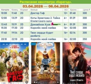 💢Расписание киносеансов на 3 - 6 апреля💢