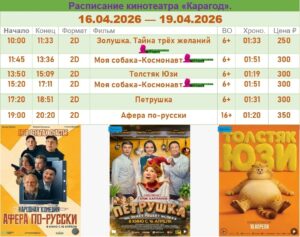 💢РАСПИСАНИЕ КИНОСЕАНСОВ НА 16 - 19 АПРЕЛЯ💢